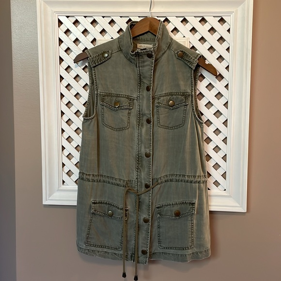 Altar’d State olive gray utility vest size small vest with pockets EUC - Picture 7 of 8